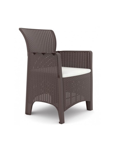 Sillón en polipropileno antracita para exterior marrón chocolate