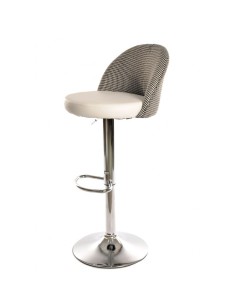 Taburete Feliciana simipiel blanca pie cromo