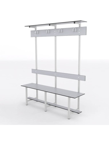 Banco Sencillo Respaldo Perchero y Sombrerero Compacto para vestuarios