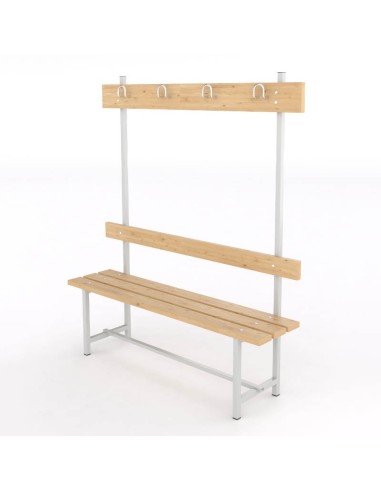 Banco Sencillo Respaldo y Perchero Pino para vestuarios de pymes