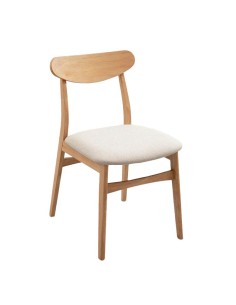 Silla Ambrosio madera natural con cojín beige