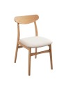 Silla Ambrosio madera natural con cojín beige