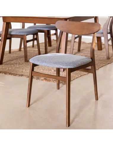Silla Ambrosio madera oscura con cojín gris 2