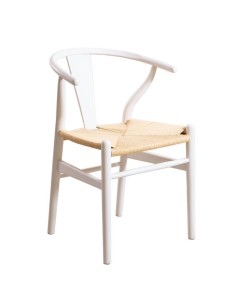 Silla Amonario de comedor en madera de olmo acabado blanco