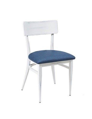 Silla de acero walter white para comedores acabado en blanco envejecido