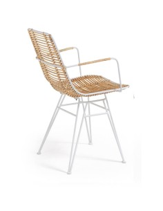 Sillón Mandala de acero blanco y ratán natural