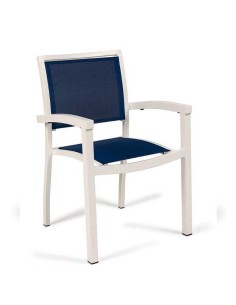 Sillón Reva testilene azul marino estructura blanca