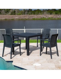 Sillón Floilana apilable de polipropileno antracita 2