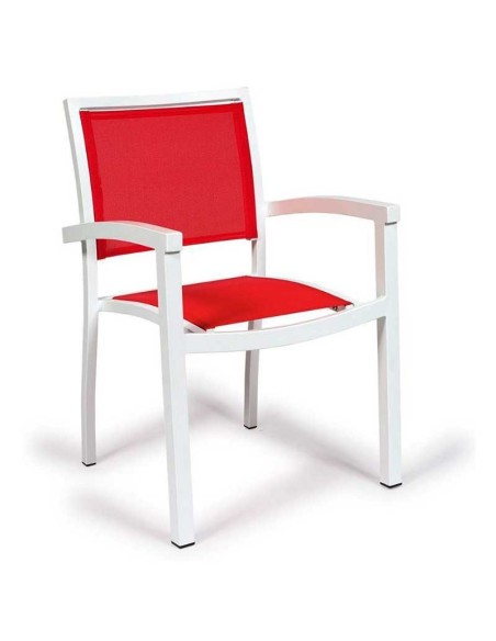 Sillón Reva testilene rojo estructura blanca