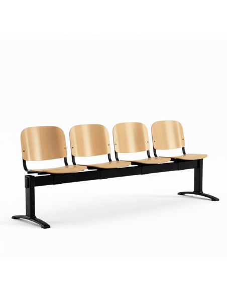 Bancada Haley 4 Plazas pie T invertido negro