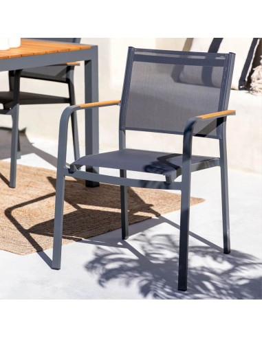 Sillón de aluminio y textilene gris grafito
