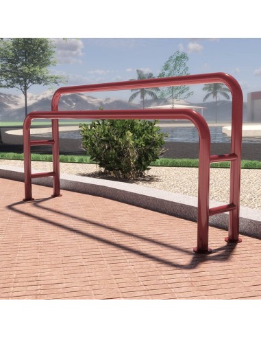 Apoyos isquiáticos dobles epoxi rojo 200×37×98 cm con anclaje al suelo