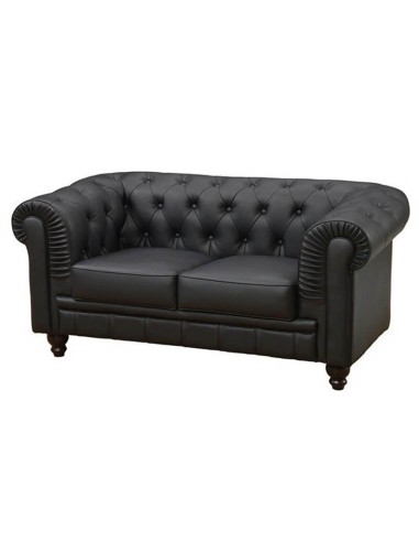 Sofá Chester 2 plazas polipiel negra